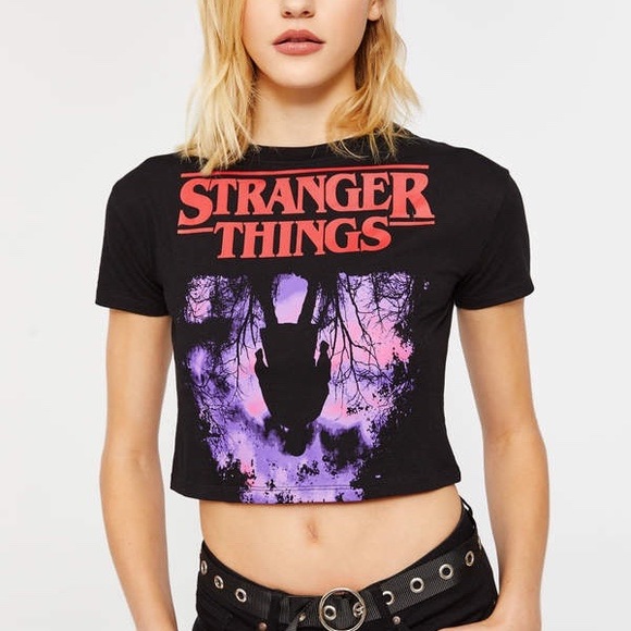Stranger Things Black Red Eleven Graphic Crop Tee